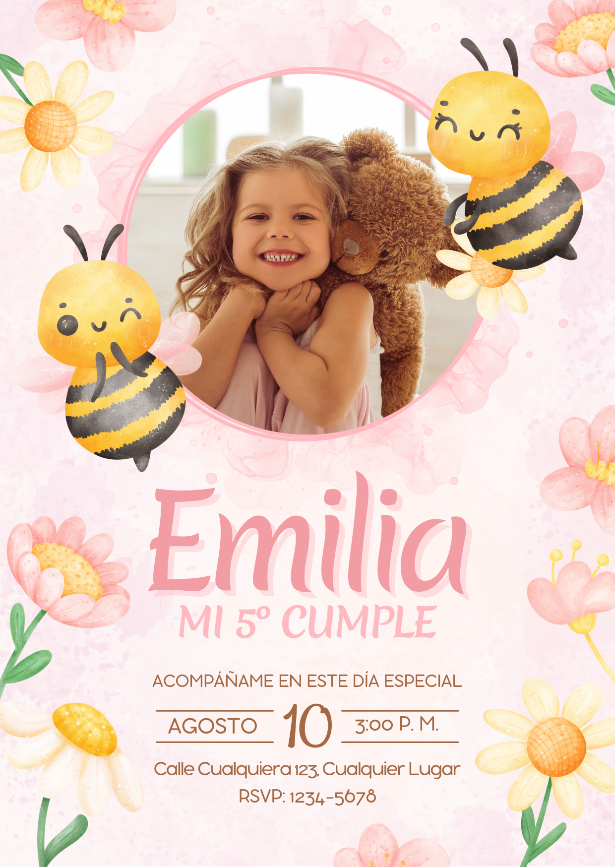 kit imprimible Abejita Rosa-editable